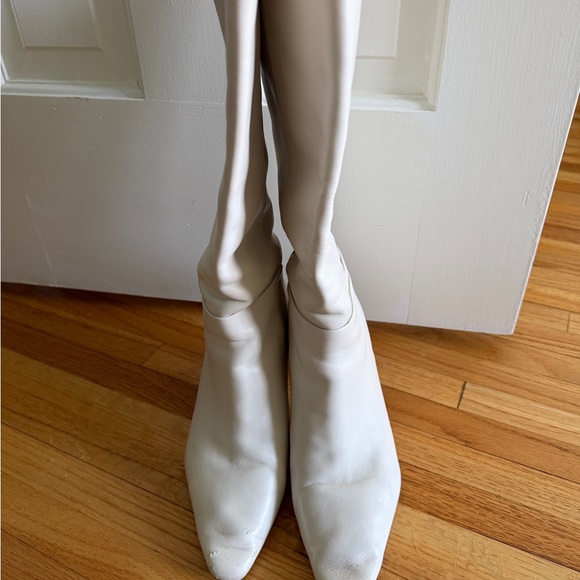 Sam Edelman White Knee-High Leather Heeled Boots - Picture 3 of 3